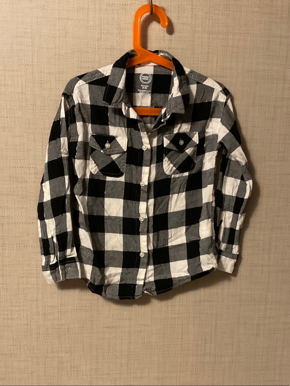wonder nation Black and White Plaid Button-Down Shirt